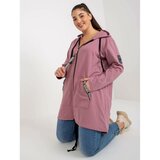 Fashion Hunters Dusty pink long plus size cotton zip up sweatshirt Cene