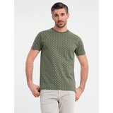 Ombre Men's full print knit shirt - olive | Shoptok.si