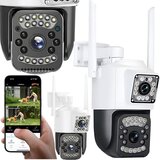 WIFI 4G dvojna brezžična vrtljiva 6MPX videonadzorna kamera IR LED bela | Shoptok.si