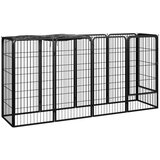  Ograda za pse s 10 panela crna 50 x 100 cm čelik obložen prahom | shoptok.hr