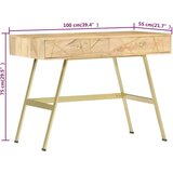 vidaXL Pisalna miza s predali 100x55x75 cm trden mangov les | Shoptok.si