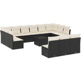  14-dijelni set vrtnih sofa s jastucima poliratan crni | shoptok.hr