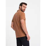 Ombre Men's BASIC single color pique knit polo shirt - brown | shoptok.hr