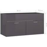 Ormarić za umivaonik visoki sjaj sivi 90 x 38,5 x 46 cm drveni | shoptok.hr