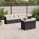 Maison Chic Seti vrtnega pohištva - Vrtna garnitura - Vrtni pohištvo set 8-delna z blazinami črn poli ratan, (21799422) | Shoptok.si