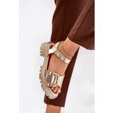 Boto Eco Leather Women's Sandals With Buckle Golden Gofielle | ePonuda.com