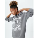 Koton Hooded Sweatshirt with a slogan printed, relaxed fit and long sleeve.