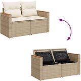 vidaXL Vrtna sedežna garnitura z blazinami 7-delna bež ratan/akacija | Shoptok.si