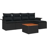  Set vrtnih sofa 6 komada Crna i drveni ton Poliratan i drvo | shoptok.hr