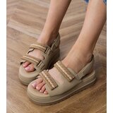 Gemre Brown sandals with embroidered straps on a platform Jenisej | ePonuda.com