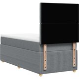  Box spring krevet s madracem svjetlosivi 90x190 cm od tkanine Slike