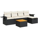 Maison Chic Seti vrtnega pohištva - Vrtna garnitura - Vrtni pohištvo set 6-delna z blazinami črna poli ratan, (21803947) | Shoptok.si