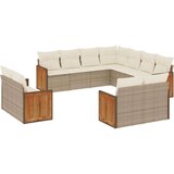 vidaXL 11-dijelni set vrtnih sofa od poliratana s jastucima bež | shoptok.hr