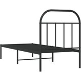  Metalni okvir za krevet s uzglavljem crni 75x190 cm | shoptok.hr