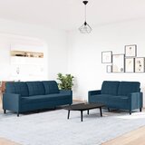  2-dijelni set sofa s jastucima plavi baršunasti | shoptok.hr