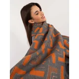 Fashion Hunters Grey and orange women's scarf with fringe