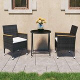 vidaXL 3-dijelni vrtni bistro set od poliratana i kaljenog stakla crni | shoptok.hr