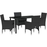 vidaXL 5 dijelni set za objedovanje u vrtu s jastučićima Crni poli ratan, Vrtni stol Crni 140x80x73 cm Temperirano staklo Cijene