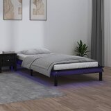  LED okvir za krevet crni 100 x 200 cm od masivnog drva | shoptok.hr