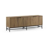 Marckeric Črna/v naravni barvi TV omarica v hrastovem dekorju 150x61x35 cm Aiden – | Shoptok.si