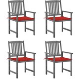 Maison Chic Vrtni stoli - Stol za vrt z blazinami 4 kosi sivi trden akacijev les JS2278, (21876789) | Shoptok.si