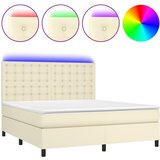 Krevet box spring s madracem LED krem 180x200cm od umjetne kože | shoptok.hr