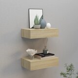 vidaXL Stenska polica s predalom 2 kosa hrast 40x23,5x10 cm MDF Cene