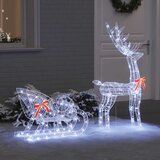  Reindeer vuče saonice Hladna bijela 70 x 26 x 130 cm Akril | shoptok.hr