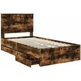 Krevetna konstrukcija s ladicama Dimljeni hrast 100 x 200 cm | shoptok.hr