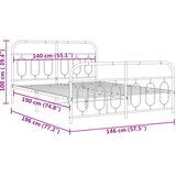  Metalni okvir kreveta uzglavlje i podnožje crni 140x190 cm | shoptok.hr