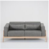 Gazzda Temno sivo usnjen kavč z masivno hrastovo konstrukcijo Fawn,180 cm | Shoptok.si