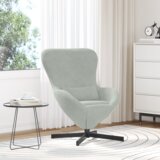 vidaXL jajčna stolica svetlo siva velur | Shoptok.si