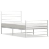 Maison Chic Kovinski Posteljni okvir - Enojna postelja - Postelja za odrasle z vzglavjem in vznožjem bel 100x200 cm, (21696991) Cene