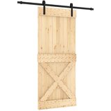  Klizna vrata Prirodna i crna 90 x 210 cm Čvrsta borovina | shoptok.hr