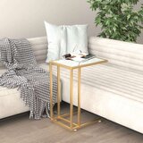 vidaXL Računalniška stranska mizica bel marmor 50x35x65 cm steklo | Shoptok.si