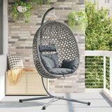 vidaXL viseča jajčna stolica košara s stojalom sivo poli rattan | Shoptok.si