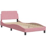  Postelja z vzmetnico roza 80x200 cm žamet | Shoptok.si