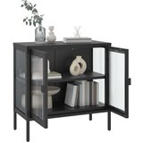  Komoda crna 70 x 35 x 70 cm od stakla i čelika | shoptok.hr