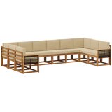 vidaXL Zunanja garnitura za sedenje z blazino 10 pcs Naravna in bež, (5000282587) | Shoptok.si