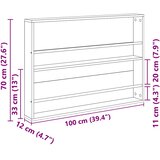  Polica za časopise s policom Zidne Crni hrast 100 x 12 x 70 cm | shoptok.hr