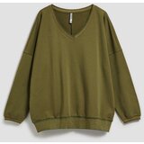 Marisse Olive V-Neck Sweatshirt | Shoptok.si