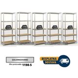  Komplet od 5 polica metal-medijapan 213x90x45cm, 5x175kg galva. Dimenzija kompleta 213x450x45cm | ePonuda.com