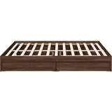  Posteljni okvir s predali rjavi hrast 200x200 cm inženirski les | Shoptok.si