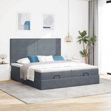 vidaXL Otomanski posteljni okvir z vzmetnicami siv 160x200 cm žamet | Shoptok.si