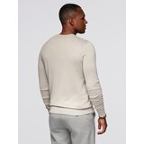 Ombre Men's sweater with round neckline in stretch knit with classic weave - beige | Shoptok.si