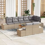 vidaXL 9-delni vrtni kavč z blazinami, bež, poli ratan, akacijev, (22093721) | Shoptok.si