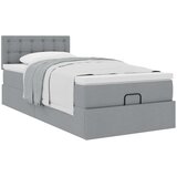 vidaXL Otomanski posteljni okvir z vzmetnico siv 80x200 cm blago | Shoptok.si
