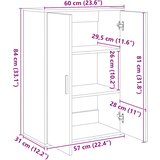  Komoda 2 kom siva boja betona 60x31x84 cm konstruiranog drva | shoptok.hr