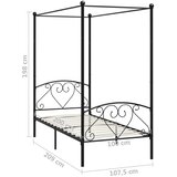  Okvir za krevet s nadstrešnicom crni metalni 100 x 200 cm | shoptok.hr
