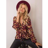 Fashion Hunters Maroon and black blouse with a print Cene
